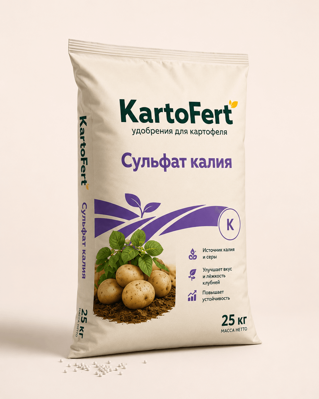 Сульфат калия: Боковой ракурс
